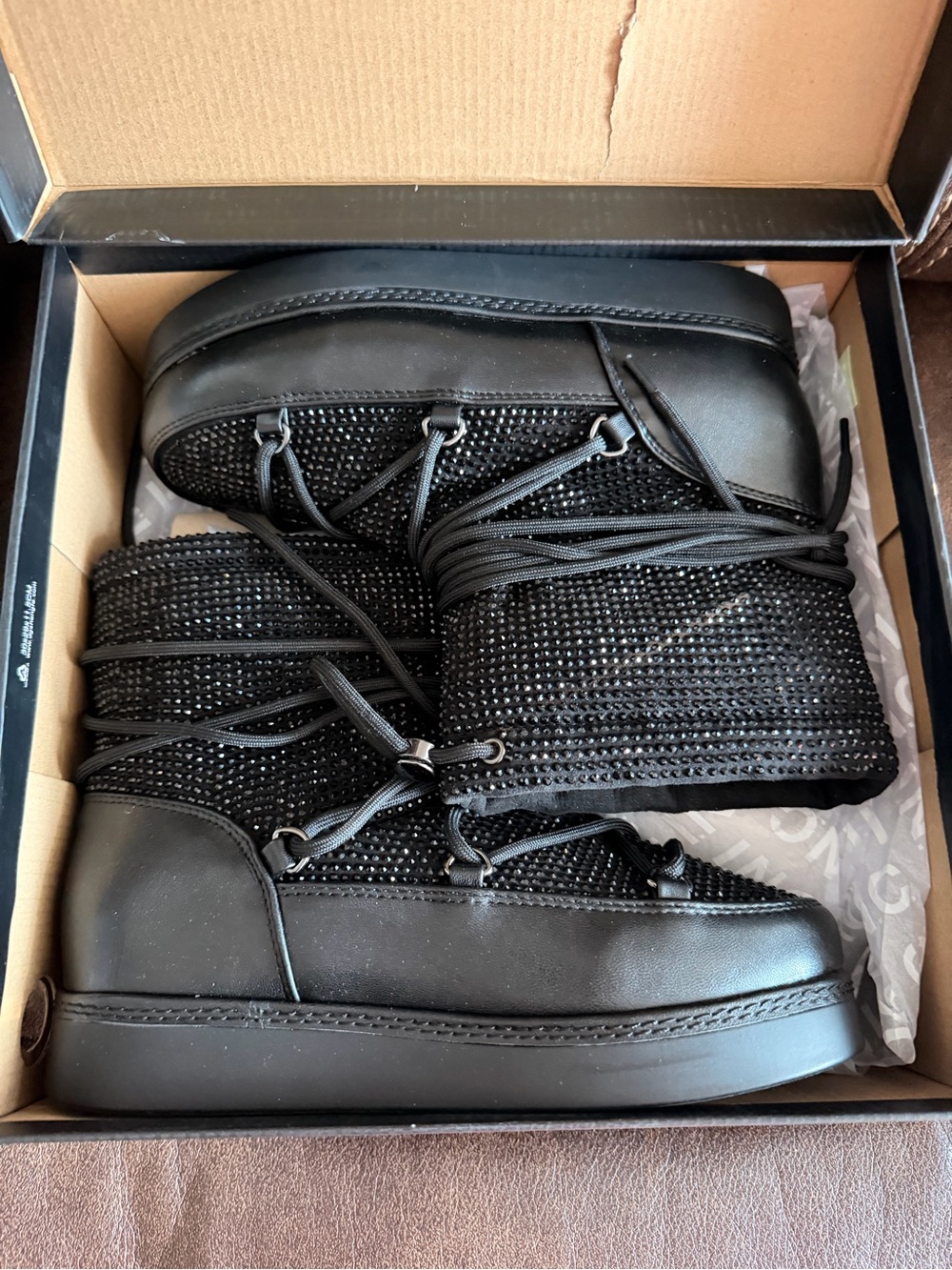 •I.N.C.• “Brooklynnn” Black Platform Rhinestone Pull-On Short Boots >> NIB - Picture 7 of 14